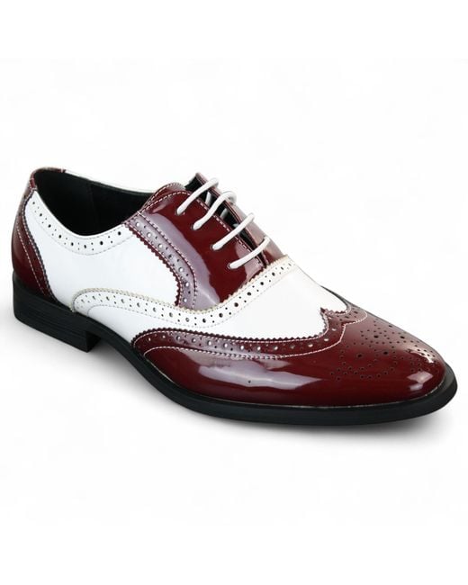 Infinity Leather Red Patent Lace-Up Brogues Smart Dress Shoes Faux Leather for men