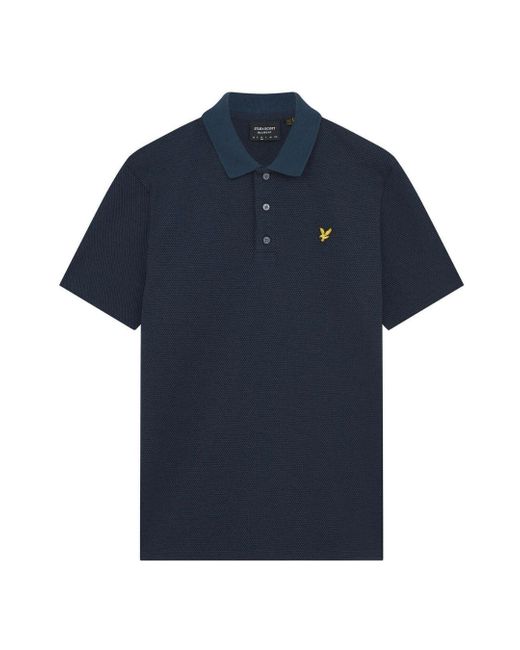 Lyle & Scott Blue Muddy Tonal Texture Polo Cotton for men