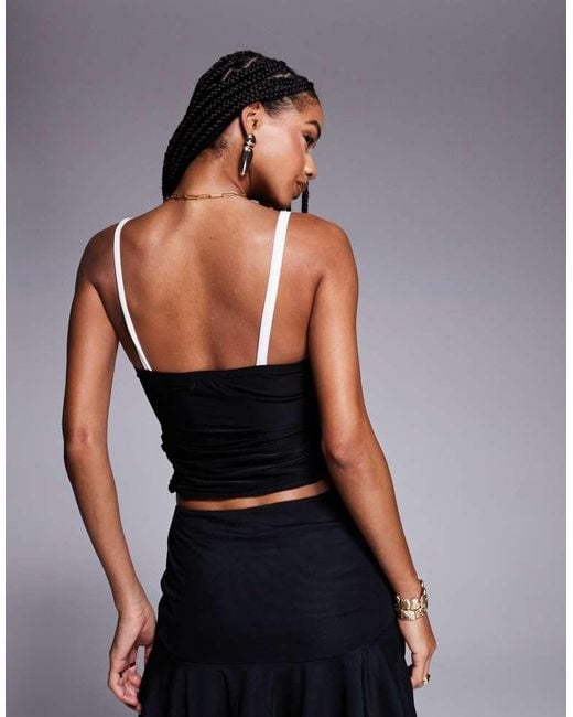 Missy Empire Black Slinky Sweetheart Neckline Top