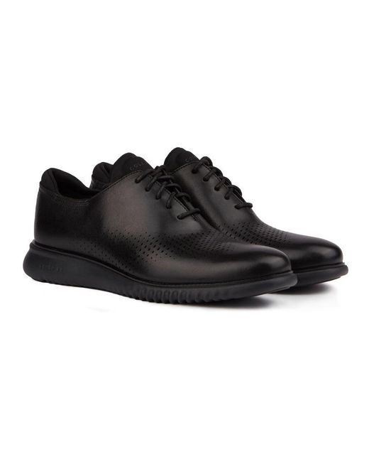 Cole Haan Black Zerogrand Laser Wingtip Shoes for men