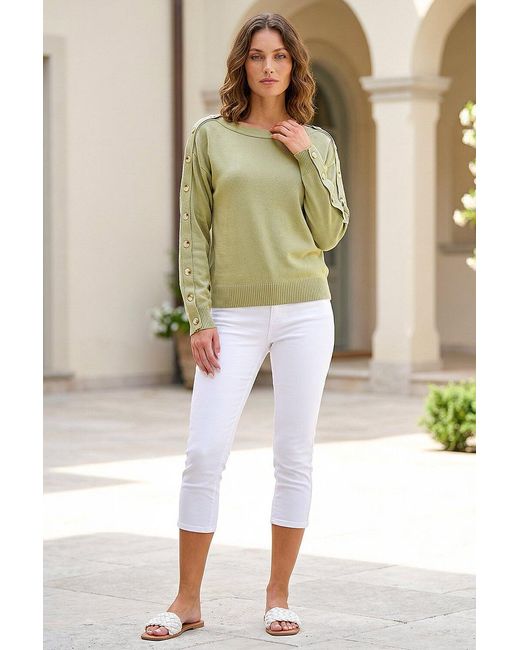 Roman Green Petite Buttoned Knit Jumper