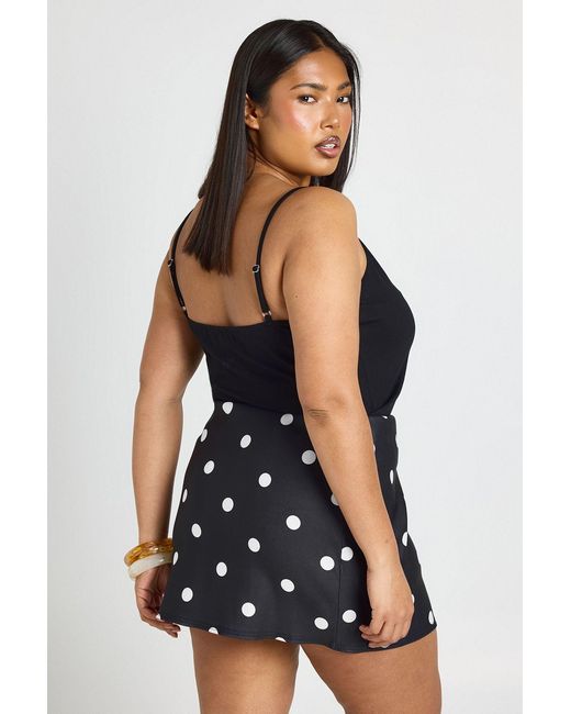 Boohoo Black Plus Polka Dot Bengaline Mini Skirt