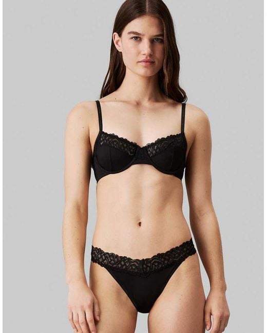 Calvin Klein Black Attraction Lace Detail Demi Underwire Bra