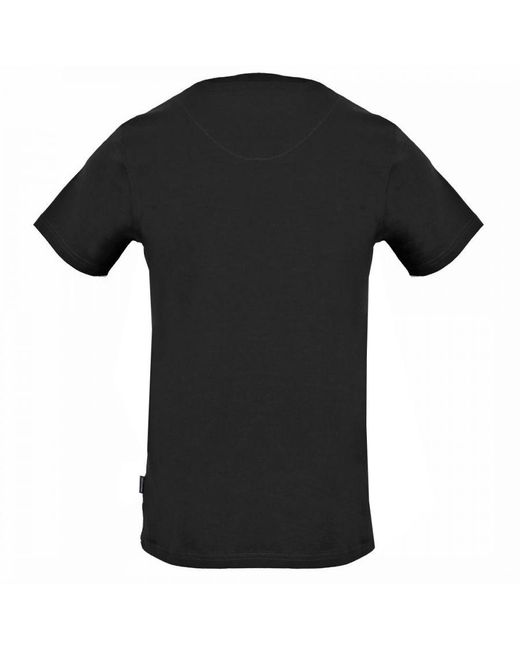 Aquascutum Stitched Aldis Logo Black T-shirt Cotton for men