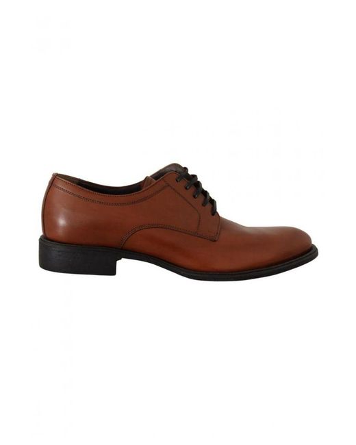 Dolce & Gabbana Brown Leather Lace Up Formal Derby Shoes for men