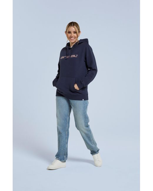 Mountain Warehouse Blue 'Maya' Hoodie With Front Pocket Breathable Cosy Pullover Cotton