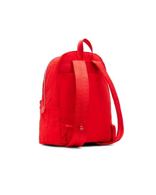 Desigual Red Print Handbag Rucksack With Zip Pockets