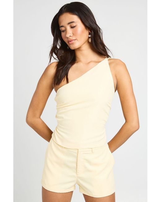 Boohoo Natural Peached One Shoulder Tie Back Top