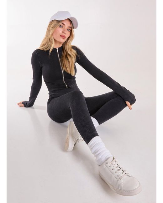 Pink Vanilla Black Active Rib Double Zip Top