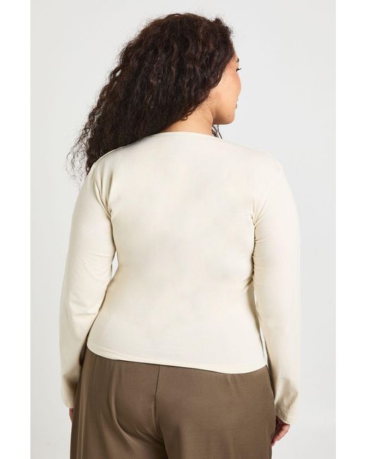 Boohoo White Plus Basic Square Neck Long Sleeve Top