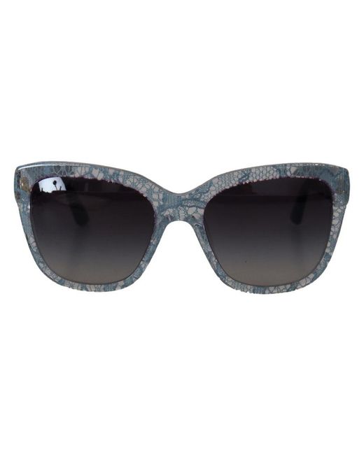 Dolce & Gabbana Black Gorgeous Italian Craftsmanship Lace Rectangle Sunglasses