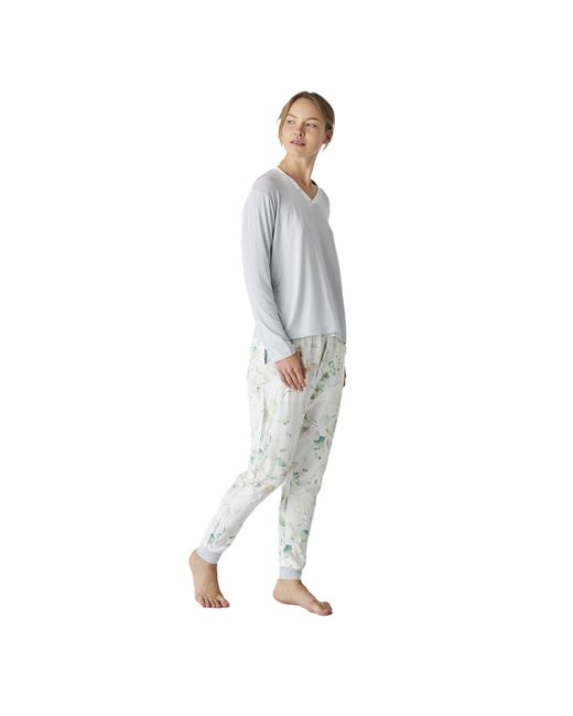 J&j Brothers Gray Jjbep1101 Long Sleeve V-Neck Pajamas