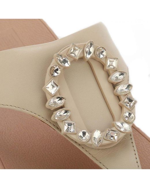 Fitflop Dames Fit Flop Lulu Crystal-circlet Toe-post Sandalen In Steen in het White