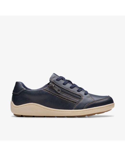 Clarks Blue Bryianne Bayla Leather Trainers