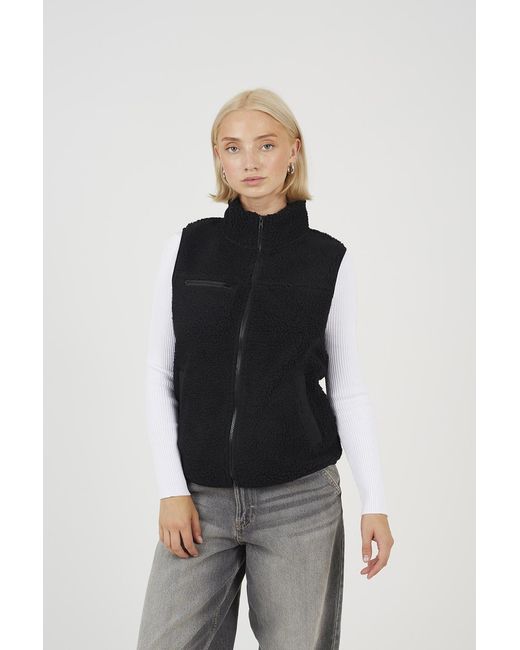 Brave Soul Black Zip Through Fleece Gilet