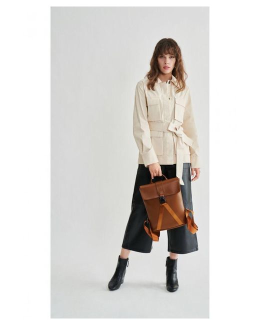 Smith & Canova Brown Smooth Leather Buckle Backpack