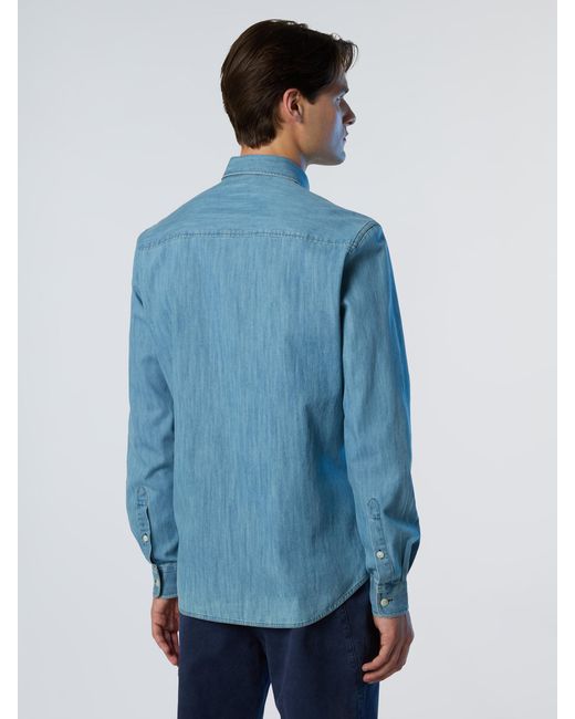 North Sails Overhemd Lichte Denim in het Blue voor heren