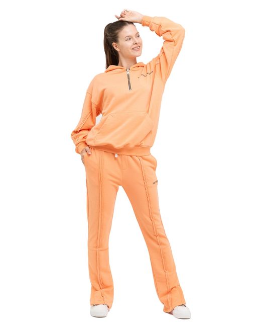 Tom Barron Dames Trainingspak Met Kwart Rits En Logo In Oversize in het Orange