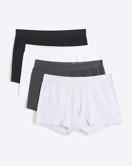 River Island White Trunks 4 Pack Cotton Stretch Ri for men