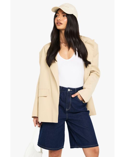 Boohoo Blue Mid Rise Denim Jorts