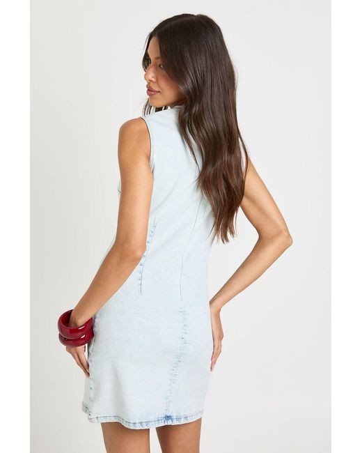 Boohoo White Basic Denim Shift Dress