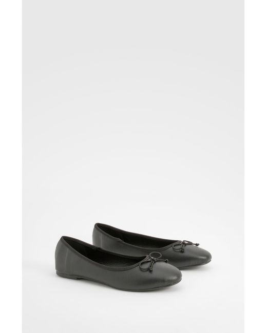 Boohoo White Wide Fit Bow Detail Ballets