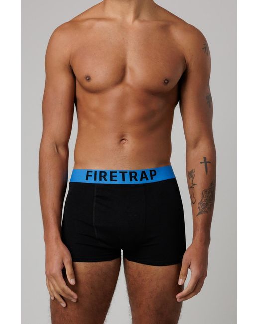 Firetrap Blue 3 Pack Cotton Stretch Boxers With Logo Waistband for men