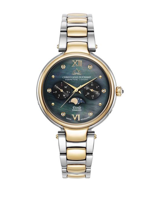 Christophe Duchamp Metallic Mother Of Pearl Etoile Moonphase Watch 36 Mm