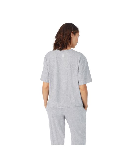 DKNY Gray Cotton Logo T-Shirt Marl