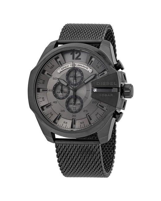 DIESEL Black Dz4527 Mega Chief Chronograph Gunmetal Stainless Steel Watch for men