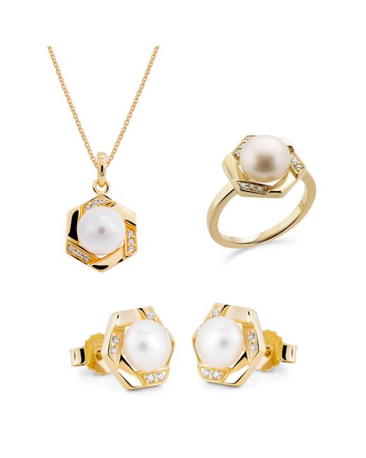 Orphelia Metallic 'Aliva' 925 Sterling Set: Necklace + Earrings + Ring