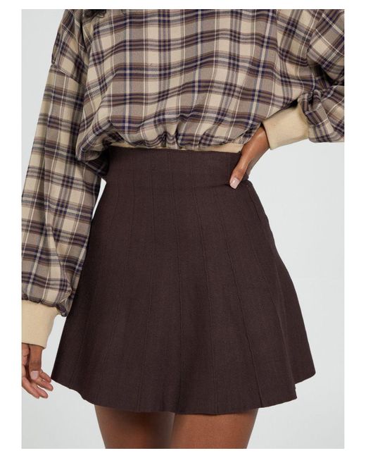 Pink Vanilla Brown Vanilla Straight Hem Knitted Mini Skirt