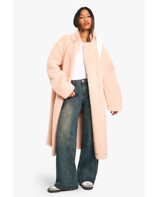 Boohoo Pink Reversible Longline Aviator