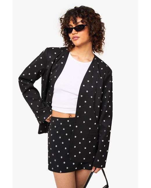 Boohoo Black Stud Detail Mini Skirt