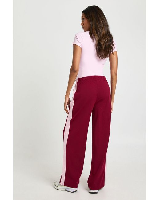 Boohoo Red Maternity Contrast Side Stripe Wide Leg Trousers