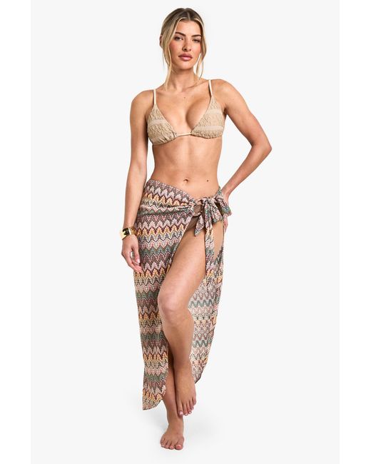 Boohoo Multicolor Zig Zag Knitted Sarong