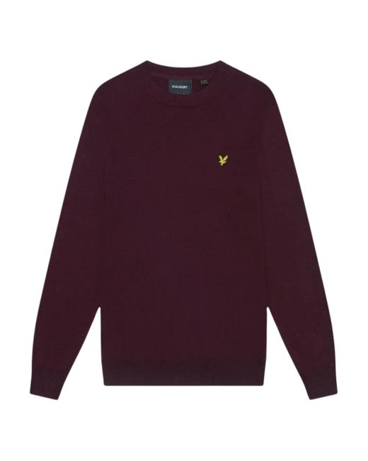 Lyle & Scott Purple Crew Neck Rich Burgundy Pull Over Jumper for men