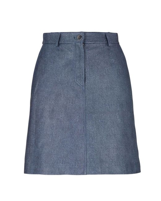 Boss Blue C_Semara Denim Print Leather Mini Skirt