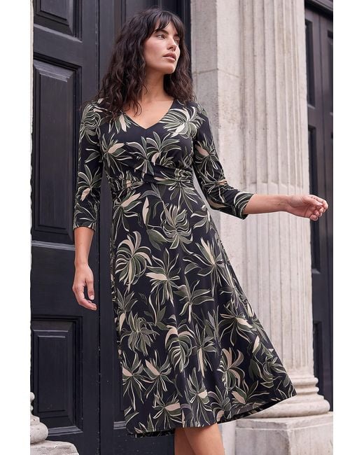Roman Brown Leaf Cross Detail Dress