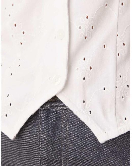 ASOS White Broderie Button Down Waistcoat