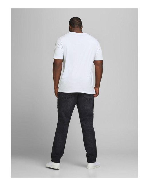 Jack & Jones White T-Shirt, King Size Short Sleeve Crew Neck for men