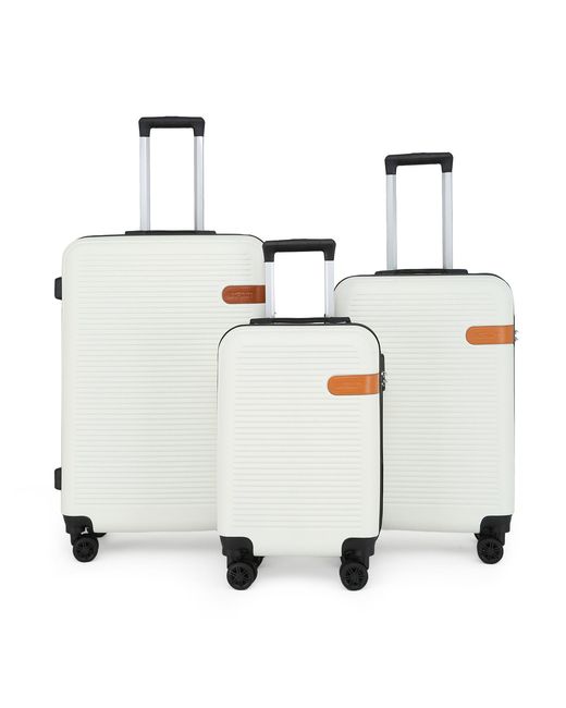 Infinity Leather White Hardshell Cabin Suitcase Robust Abs Lightweight Luggage Holiday Bag