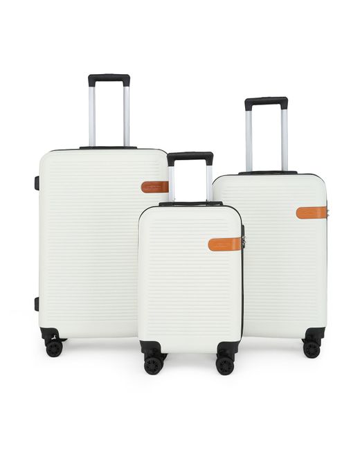 Infinity Leather White Hardshell Cabin Suitcase Robust Abs Lightweight Luggage Holiday Bag
