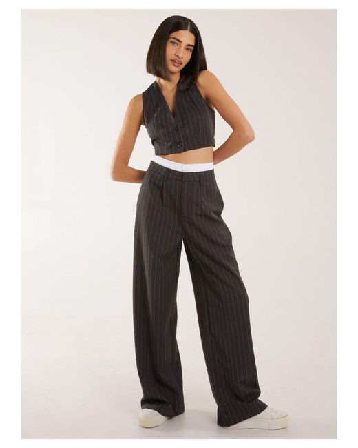 Pink Vanilla Black Pinstripe Cropped Waistcoat