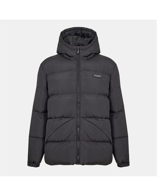 274 Studio Gray Solid Patterned Hooded Zipped Pocket Puffer Jacket for men