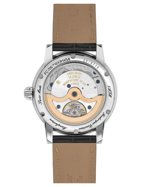 Frederique Constant Gray Swiss Automatic Leather Strap Timepiece for men