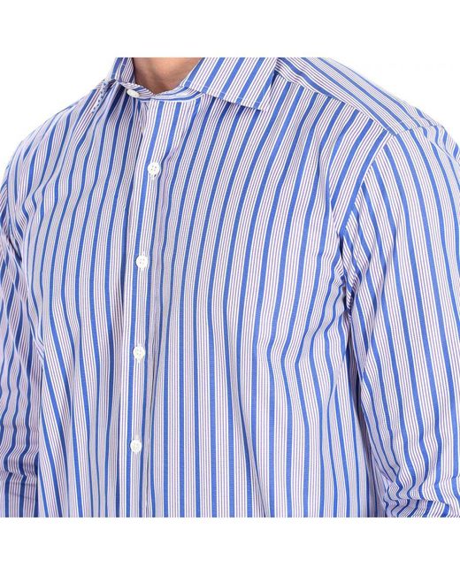 Café Coton Hermine18 Overhemd Met Lange Mouwen in het Blue voor heren