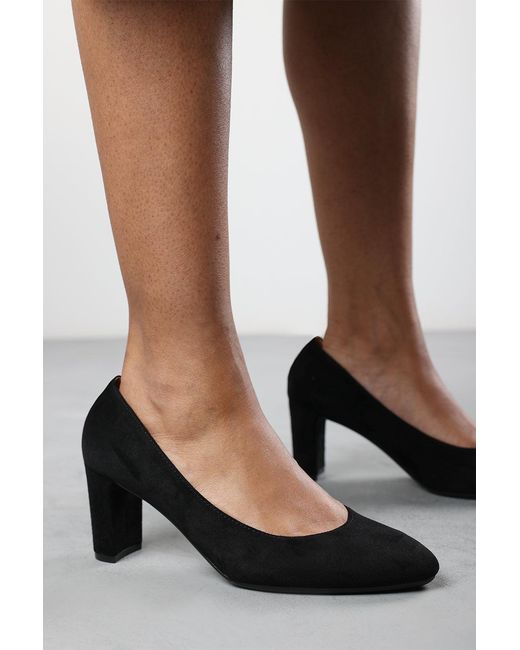 Where's That From Black Wheres 'Nolan' Suede Mid Block Heel Court Shoe With Rounded Toe