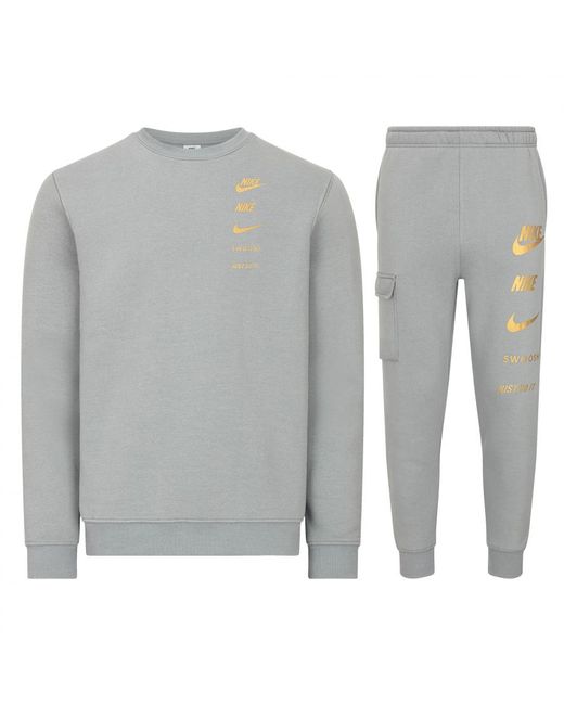 Nike Gray Standard Issue Tracksuit Set Cool Grey Cotton for men
