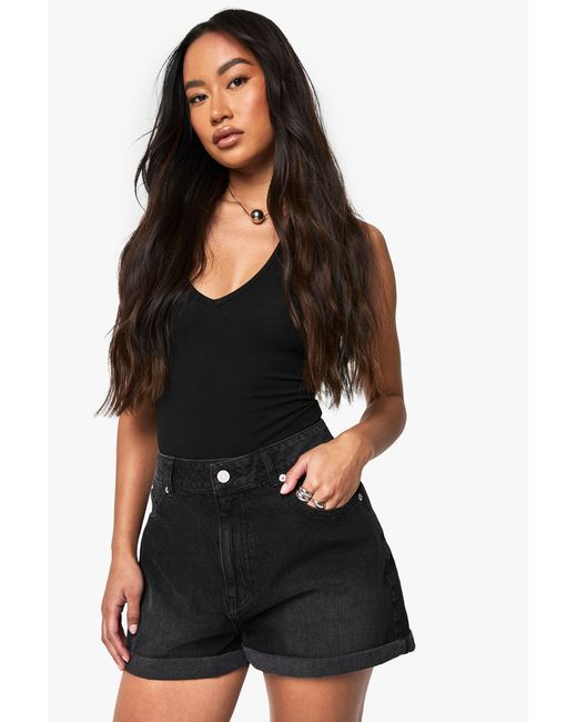Boohoo Black Denim Mom Short